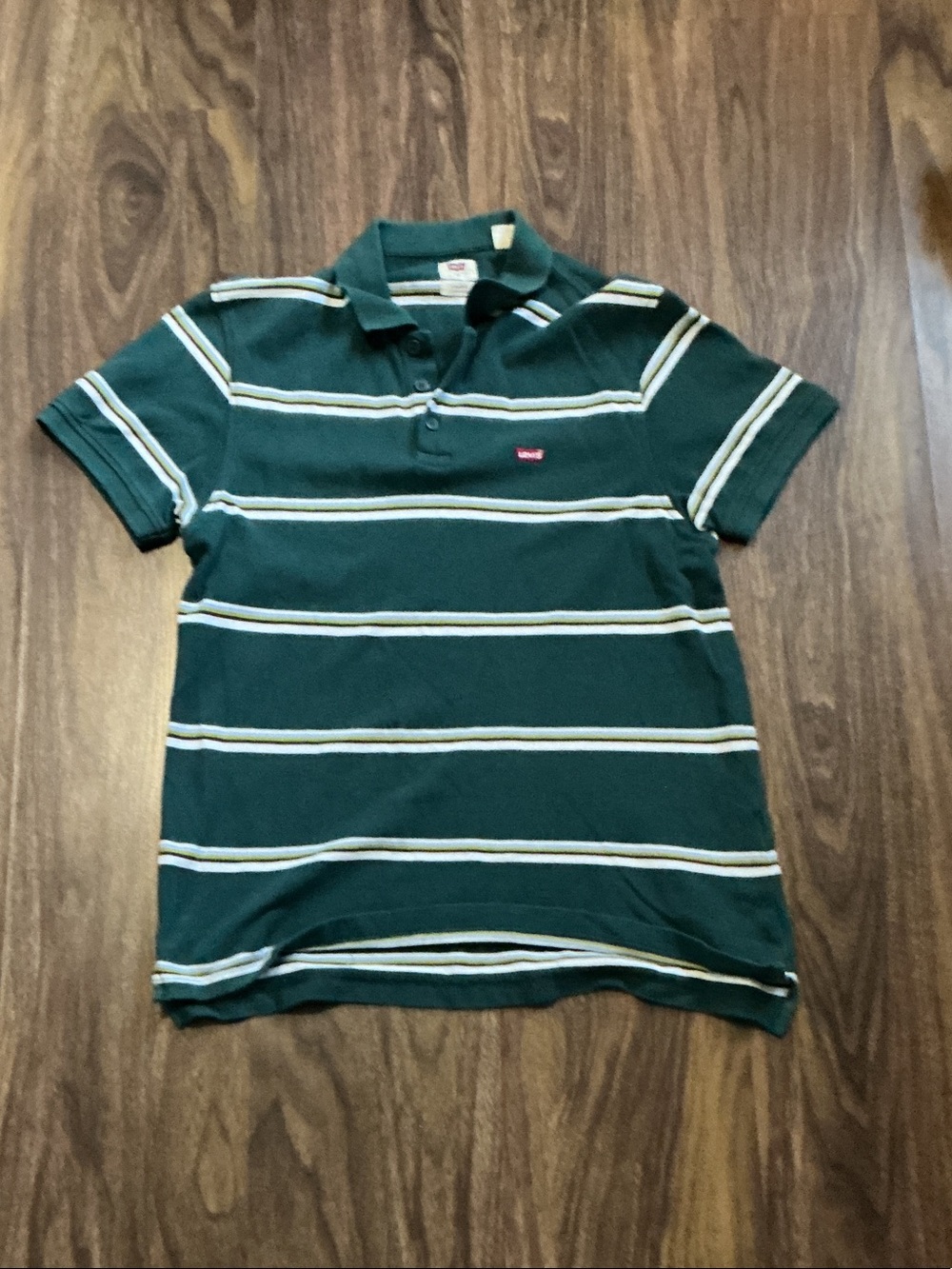 Levi's Forest Green Polo with White & Light Blue Stripes